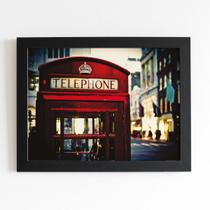Cabine Telefonica Londres Quadro Moldura Preta 60X40Cm Cabine Telefonica Londres Quadro Moldura Preta 60X40Cm