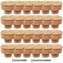 Cabinet Knobs ANPHSIN, pacote com 24 puxadores de madeira de faia, boho e rattan