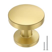 Cabinet Knobs Goldenwarm, latão escovado, pacote com 10 unidades, redondo, dourado Cabinet Knobs Goldenwarm, latão escovado, pacote com 10 unidades, redondo, dourado