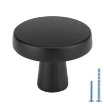 Cabinet Knobs homdiy, redondo, preto fosco, liga de zinco, pacote com 30