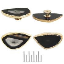 Cabinet Knobs Malimali Black Agate Gold, conjunto de 4
