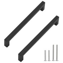 Cabinet Pulls Redunest, aço inoxidável preto fosco, 224 mm, pacote com 40