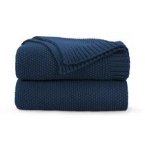 Cable Blanket CozeCube azul marinho em malha 127x152cm