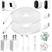 Cable de alimentación y adaptador, paquete de 2, 6 metros, resistente a la intemperie para cámara Ring