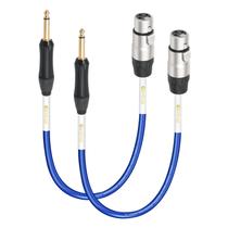 Cable Devinal XLR fêmea para 6,35 mm TS Mono 20 AWG 30 cm, pacote com 2