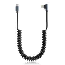 Cable enrollado USB-C a Lightning en ángulo de 90 grados para Apple CarPlay