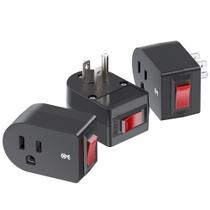 Cable Matters Kit com 3 Adaptadores de Tomada com Aterramento e Interruptor com LED Cable Matters Kit com 3 Adaptadores de Tomada com Aterramento e Interruptor com LED