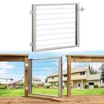Cable Railing Gate Deck Man em aço inoxidável 92x82 cm