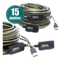 Cabo 15m Extensor Usb 2.0 Ativo Amplificado 15 Metros