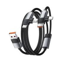 Cabo 2 Em 1 De Carregamento Rápido 100W Tipo-C Micro Lightning Para iPhone 16 15 pro Samsung Laptop