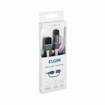 Cabo 2 em 1 Lightning e Micro USB 10cm Cinza e Branco Elgin Única Cabo 2 em 1 Lightning e Micro USB 10cm Cinza e Branco Elgin Única