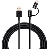 Cabo 2 em 1 Micro USB e USB-C Intelbras 1.2m Preto