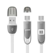 Cabo 2 em 1 Type C e Micro USB com 1,5M Cabo Flat Branco Multilaser - WI351