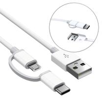 Cabo 2 em 1 USB A x USB-C/Micro-USB 1m Carregamento Rápido e Seguro para Smartphones LE876