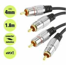 Cabo 2 RCA + 2 RCA 4mm Profissional Plugue Metal 1.8m MXT