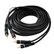 Cabo 2 RCA Macho x 2 RCA Macho com Fio Terra 5m Preto - Storm Cabo 2 RCA Macho x 2 RCA Macho com Fio Terra 5m Preto - Storm