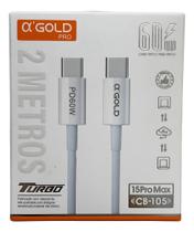 Cabo 2m Turbo 60w Duplo Usb-c Para iPhone 15 16 17 E Android Branco A'Gold Cabo 2m Turbo 60w Duplo Usb-c Para iPhone 15 16 17 E Android Branco A'Gold