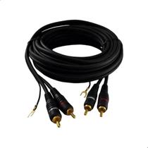 Cabo 2RCA/RCA Com Fio Terra Automotivo de 5mt Preto MXT Cabo 2RCA/RCA Com Fio Terra Automotivo de 5mt Preto MXT