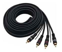 Cabo 2x2 Rca Com Fio Terra 5m Preto Som Automotivo