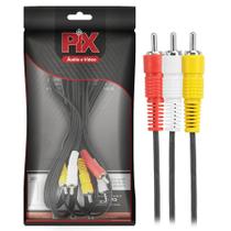 Cabo 3+3 Rca Áudio Vídeo 1,8 Metros Gold 24k Primeira Linha