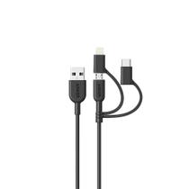 Cabo 3 em 1 Anker Powerline II de 0.9m - USB-A para Micro USB, Lightning e Tipo-C