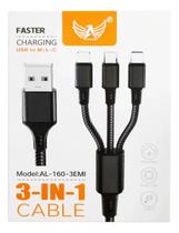 Cabo 3 em 1 Faster Charging USB para M L C