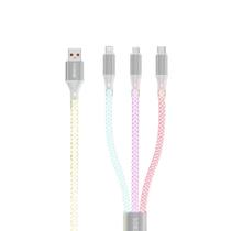 Cabo 3 Em 1 Hrebos Cb-509 Premium Neon Rgb Turbo 1.2 Metro Colorido Cabo 3 Em 1 Hrebos Cb-509 Premium Neon Rgb Turbo 1.2 Metro Colorido