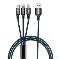 Cabo 3 em 1 USB-A para Tipo-C, Micro USB (V8) e L*ght 1,2m Oberon Carregamento e Dados