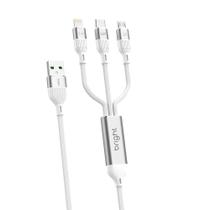 Cabo 3 Em 1 Usb Branco Tipo C Micro Lightning Bright