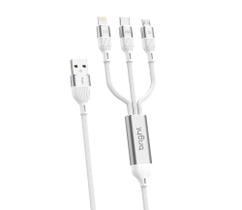 Cabo 3 Em 1 Usb - Lightninh/tipo C/micro Usb Branco Alumínio