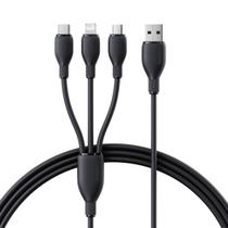 Cabo 3 em 1 USBA para MicroUSB, Lightning e TypeC 3.5A 1.3m Cabo 3 em 1 USBA para MicroUSB, Lightning e TypeC 3.5A 1.3m