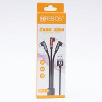 Cabo 3 x1 Micro USB V8, Lightning, Tipo C Em L Hrebos HS-217