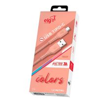 Cabo 3A USB tipo-c 1,2M salmao elg TC12R Cabo 3A USB tipo-c 1,2M salmao elg TC12R