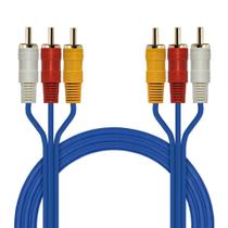 Cabo 3Rca X 3Rca Conector Dourado 3M Vídeo Som Tv Conversor