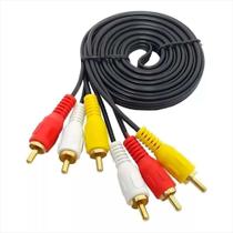 Cabo 3RCA x 3RCA Plug Metal 3 Metros Cabos Golden
