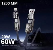 Cabo 4 em 1 Kapbom KA3592 60W 20W Turbo USBC Lightning 1.2M Cabo 4 em 1 Kapbom KA3592 60W 20W Turbo USBC Lightning 1.2M