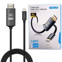 Cabo 4K Tipo C para HDMI 1.8 Metros Compatível com Thunderbolt 3 e Alt Notebook Projeto Cabo 4K Tipo C para HDMI 1.8 Metros Compatível com Thunderbolt 3 e Alt Notebook Projeto