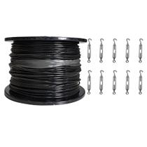 Cabo Aço 1/8 Revestido PVC Preto Academia 50M + 10 Esticadores