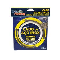 Cabo Aço Inox Way Fishing Nickel 50 Lbs flexível 10m com Nylon Transparente