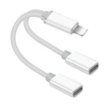 Cabo Adaptador 2 em 1 Duplo iPhone Lightning Branco - Carregador e Fone de Ouvido