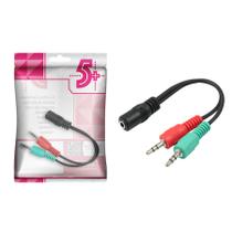 Cabo Adaptador 5+ P3 Fêmea X 2 P2 Macho Para Microfone/Fone/Headset 20cm Preto - 018-6054
