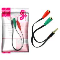 Cabo Adaptador audio P3 Macho x 2 P2 Fêmea Microfone Fone Headset Pc Notebook Consoles Pto 20cm