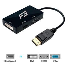 Cabo Adaptador Conversor Displayport para HDMI + VGA + DVI 3 em 1 JC-DP3IN1 F3 1037 Cabo Adaptador Conversor Displayport para HDMI + VGA + DVI 3 em 1 JC-DP3IN1 F3 1037