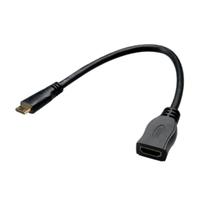 Cabo Adaptador Conversor Mini HDMI para HDMI - 25cm (Mini HDMI M X HDMI F) - Akasa AK-CBHD10-25BK Cabo Adaptador Conversor Mini HDMI para HDMI - 25cm (Mini HDMI M X HDMI F) - Akasa AK-CBHD10-25BK