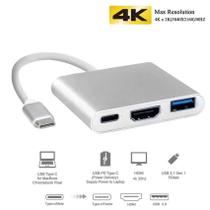 Cabo Adaptador Conversor Usb C Para Hdmi + Usb 3.0 + Tipo C Cabo Adaptador Conversor Usb C Para Hdmi + Usb 3.0 + Tipo C