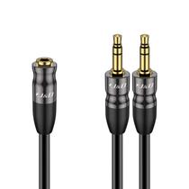 Cabo adaptador de áudio J&D 3,5 mm TRS fêmea para duplo TRS macho de 3,5 mm