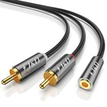 Cabo Adaptador de Áudio J&D 3,5mm (Fêmea) para 2RCA (Macho) - 2,4m