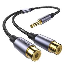 Cabo adaptador de áudio MOSWAG 3,5 mm macho para 2 RCA fêmea Cabo adaptador de áudio MOSWAG 3,5 mm macho para 2 RCA fêmea