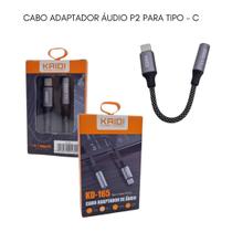 Cabo Adaptador De Áudio Tipo-c Para P2 3.5mm Kaidi Kd-165 Cabo Adaptador De Áudio Tipo-c Para P2 3.5mm Kaidi Kd-165