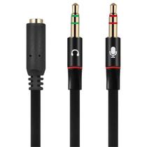 Cabo Adaptador de Fone e Microfone 2 P2 Macho x 1 P3 Fêmea